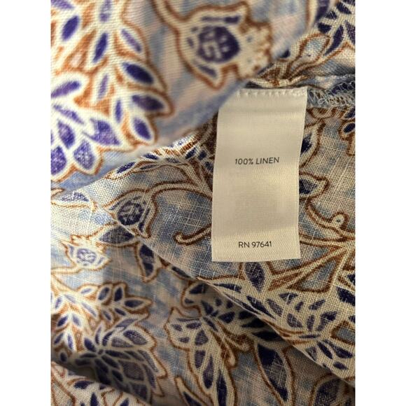 J Jill Womens Love Linen Floral Flower Print 3/4 Sleeve Button Back Tunic XL - Picture 6 of 7